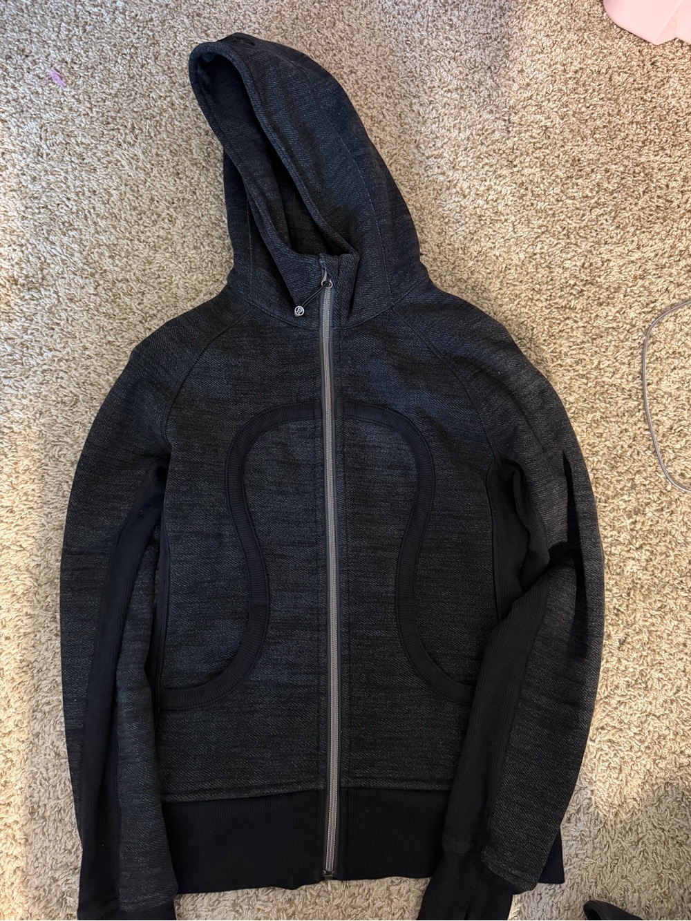 Lululemon Heathered Black and grey Zip-Up Hoodie